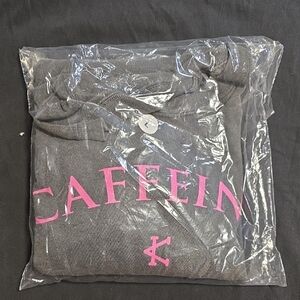Caffeine and Kilos Long Sleeve Gray With Pink Lettering Shirt